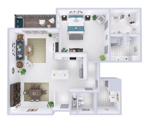 a 3d rendering of a floor plan of a house